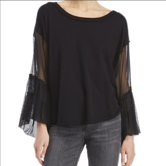NWT! Free People Black Bell Sleeve Blouse - Picture 2 of 6
